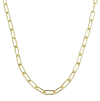 Art Jewellers - 925 Sterling Silver Paperclip Necklace - Yellow Gold Plated Photo