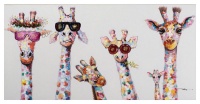 Spoonkie Canvas Art Modern Abstract Paint - Colorful Giraffe Family Photo
