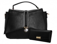 Fino BK-117 5696 Faux Leather Elegant Satchel Handbag with Purse Set Photo