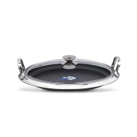 FIG 30cm Non-Stick Stainless Steel Griddle Pan with Glass Lid Photo