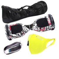 BetterBuys Self Balance 6.5" Hoverboard with Bluetooth-Remote-Bag & Mask - Red Graffiti Photo