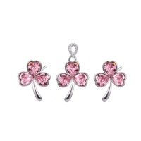 XP Lucky Three Leaf Clover Swarovski Embellished Crystal Set - Pink Photo
