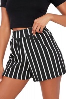I Saw it First - Ladies Black Stripe High Waisted Shorts Photo