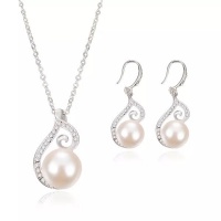 LGM Elegant Cubic Zirconia Pearl Earrings & Necklace Photo