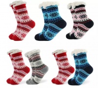 6 x Kids Winter Slipper Fuzzy Fleece- Lined Socks Photo