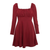 Quiz Ladies Petite Berry Ruched Skater Dress - Berry Photo