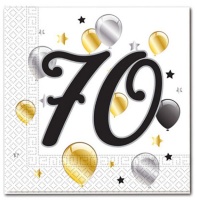 Generic Milestone 70th Birthday Balloon & Stars 2Ply Napkins 33cm x 33cm Photo