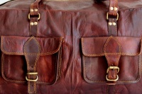 Minx - Genuine Leather Yuppy XL Duffel Bag - Brown Photo