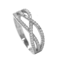 Silverbird 925 Sterling Silver Cubic Zirconia Wavey Ring Photo
