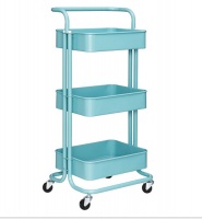 LASA 3-Tier Metal Mesh Shelf Rolling Cart with Removable Handle Photo