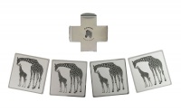 Zawadi Set Of 4 Stainless Steel Giraffe Design Coasters With Holder Photo