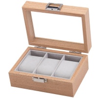 Portable 3 Grid Wooden Watch Box Storage Organizer Photo