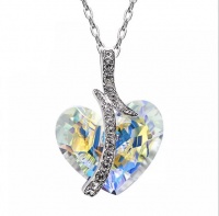 Lucid Floating Heart Necklace With Genuine Swarovski Crystals - Silver Photo