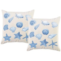 PepperSt - Scatter Cushion Cover Set - Sea Shells Blue Photo