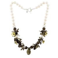 doubleW Jewels Handmade Citrine Keshi pearl Pyrite Pearl Necklace - Cert R5'800 Incld Photo