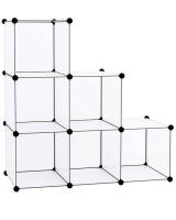 Loop DIY Cabinet Modular 6 Cube PVC Shelves Storage Organizer - White Photo