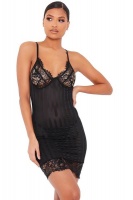 I Saw it First - Ladies Black Lace Bust Striped Night Dress And Thong Set Photo
