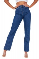 I Saw it First - Ladies Dark Wash High Waist Side Split Hem Jeans Photo