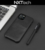 NXTech iPhone 12 Pro Max Slim Black Leather Wallet Case - 2 Card Slots Photo