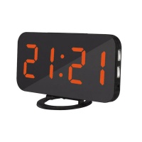 Large LED Display Digital Alarm Clock with Dual USB-Black&Red Photo