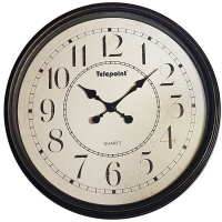 Telepoint Large Wall Clock - Antique Wooden - Black Photo