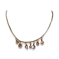 No Memo - Braided Choker Necklace With Small Charms - Copper - 42 cm Photo