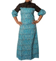 Ladies Blue Macqueen African Print Maxi Dress Photo
