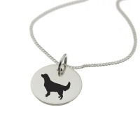 Golden Retriever Dog Silhouette Sterling Silver Necklace with Chain Photo