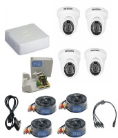 Hikvision 4CH 1MP Standard Dome DIY Kit With Zatech Pre-made Cables Photo