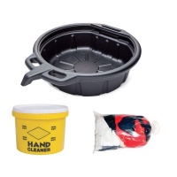 PROLUBE Oil Drain Pan Hand Cleaner & Waste Rags Kit Photo