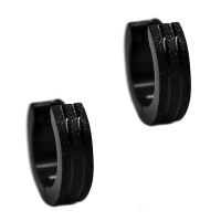 Xcalibur Stainless Steel Black Huggie Hoop Earrings-XE4 Photo