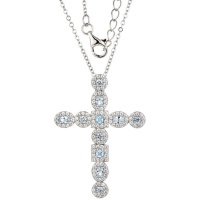 Kays Family Jewellers Aquamarine Cross Pendant in 925 Sterling Silver Photo