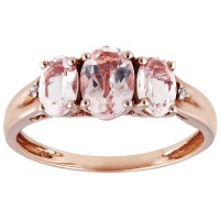 Kays Family Jewellers 1.52ct Morganite Trilogy with 0.01ct Diamond Caps Ring in 9K Rose Gold Photo