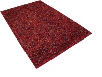 Decorpeople Spaghetti Leather Rug in Red Photo