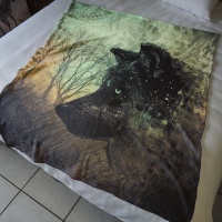 Print with Passion Black Wolf Fleece Blanket Photo