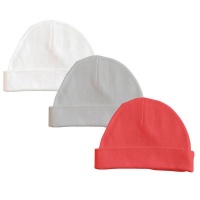PepperSt Baby Collection – Baby Beanie Hat Set - White/Grey/Red Photo
