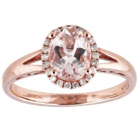 Kays Family Jewellers 1.10ct Morganite with 0.12ct Diamonds Halo Ring in 9K Rose Gold Photo