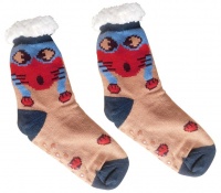 PepperSt Winter Fleece Thermal Slipper Socks with Anti Skid - Peach Photo
