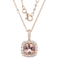 Kays Family Jewellers Morganite Cushion Cut Halo Pendant in 925 Sterling Silver Photo