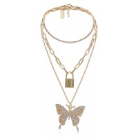 LGM 3 piecess/set Tennis chain Butterfly necklace Cuban link chain Photo