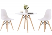 Round Table with 2 Chairs - White Photo