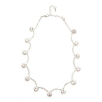 Quiz Ladies Silver Diamante Flower Necklace - One Size Photo