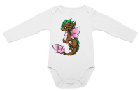 PepperSt Long Sleeve Baby Grow - Flower Dragon - White Photo