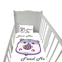 Print with Passion Love Me Feed Me Cot Duvet Set Photo