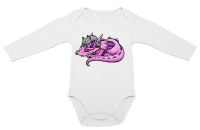 PepperSt Long Sleeve Baby Grow - Kitty Dragon - White Photo