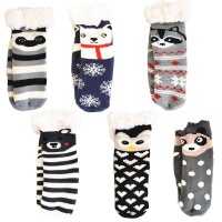 Thermal Socks 6 x Cartoon Animal Winter Socks For Kids Children - Assorted Photo