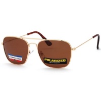 Lespecs Square Aviator Mens Polarized Sunglasses - Light Gold Photo