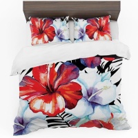 Print with Passion Modern Red Hibiscus Duvet Cover Set Photo