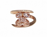 Genuine Morganite 5 Stone Oval Ring with Diamonds -14 Karat Rose Gold Photo