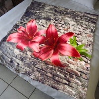 Print with Passion Rustic Red Floral Fleece Lap Blanket Photo